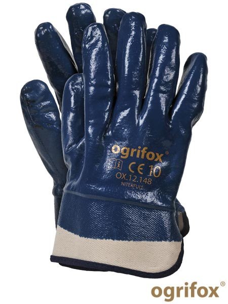 Ogrifox OX-NITERFULL rękawice robocze powlekane nitrylem z mankietem
