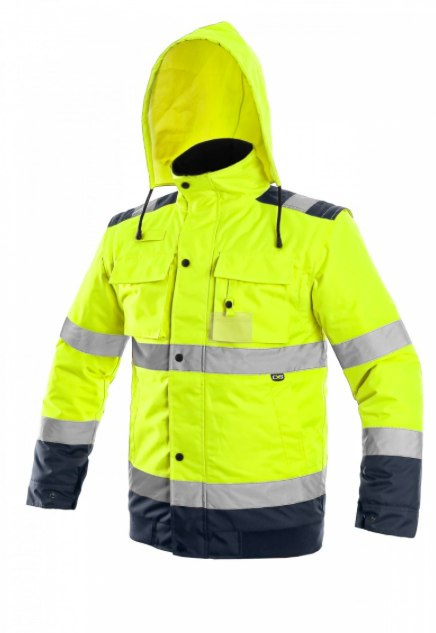 CANIS CXS LUTON 2w1 kurtka robocza odblaskowa ocieplana żółta ostrzegawcza z odpinanymi rękawami