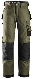 Snickers Workwear 3312 DuraTwill spodnie robocze do pasa oliwkowo-czarne