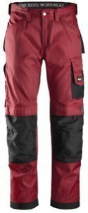 Snickers Workwear 3312 DuraTwill spodnie robocze do pasa czerwono-czarne