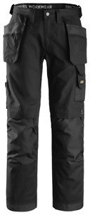 Snickers Workwear 3214 Canvas+ spodnie robocze do pasa z workami kieszeniowymi czarne