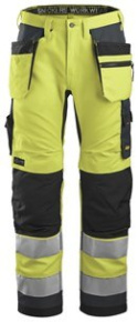 Snickers Workwear 6230 AllroundWork+ spodnie robocze do pasa odblaskowe z workami kieszeniowymi żółte