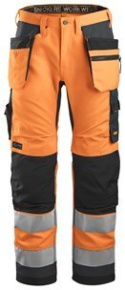 Snickers Workwear 6230 AllroundWork+ spodnie robocze do pasa odblaskowe z workami kieszeniowymi pomarańczowe