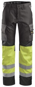 Snickers Workwear 3833 spodnie robocze do pasa odblaskowe żółte