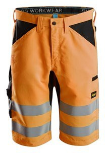 Snickers Workwear 6132 LiteWork+ spodnie robocze krótkie odblaskowe pomarańczowe