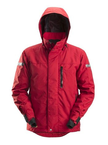 Snickers Workwear 1102 AllroundWork 37.5® wodoodporna kurtka robocza zimowa męska z kapturem  czerwona
