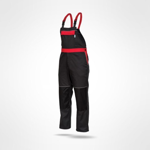 Sara Workwear Skiper spodnie robocze ogrodniczki czarno-czerwone