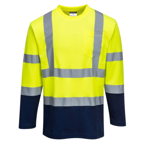 Portwest S280 Cotton Comfort koszulka robocza ostrzegawcza z długim rękawem żółto-granatowa Portwest S280 Cotton Comfort koszulka robocza ostrzegawcza z długim rękawem żółto-granatowa