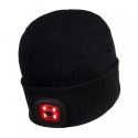 Portwest czarna czapka z dwoma lampkami LED B028