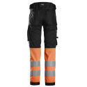 Snickers Workwear spodnie do pasa odblaskowe Stretch 6334 czarno-pomarańczowe