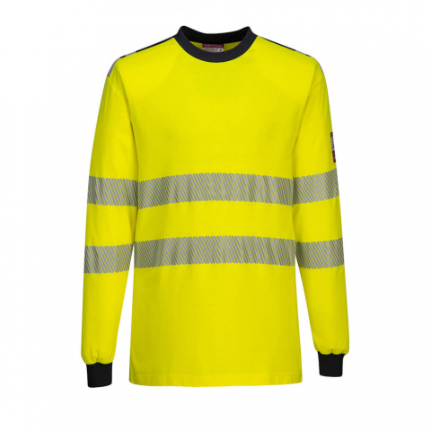 t-shirt roboczy ostrzegawczy trudnopalny WX3 FR701 Portwest żółto-granatowy