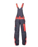 spodnie bhp z szelkami H6439 Neon Ardon przedłużone szaro-czerwone