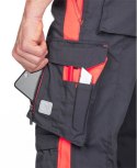 spodnie do pracy H6439 Ardon Neon przedłużone szaro-czerwone