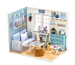 Domek dla lalek drewniany pokój dzienny model do złożenia LED DIY 3016 - domki dla lalek