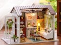 Domek dla lalek drewniany salon model do złożenia LED 8008-A - akcesoria dla lalek