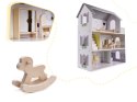 Drewniany duży domek dla lalek z meblami