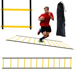 Drabinka koordynacyjna gimnastyczna treningowa do ćwiczeń żółta