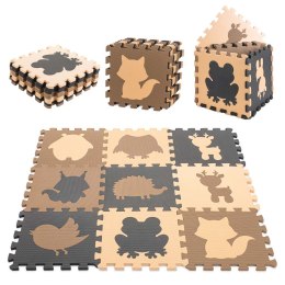 Puzzle piankowe mata dla dzieci 9el. beż-brąz-czarny 85cm x 85cm x 1cm