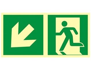 ZNAK EWAKUACYJNY - KIERUNEK DO WYJŚCIA EWAKUACYJNEGO - W DÓŁ W LEWO - AAE 103 CE PS