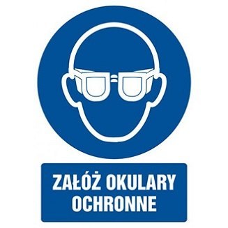 ZNAK BHP - ZAŁÓŻ OKULARY OCHRONNE - GL 003 BK PN