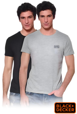 t-shirt roboczy męski Blkdec-tshirt Black&Decker dwupak szaro-czarny