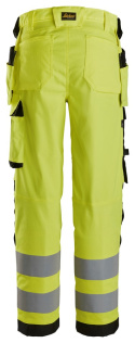spodnie bhp do pasa damskie ostrzegawcze z workami kieszeniowymi Stretch 6743 Snickers Workwear żółte