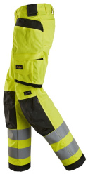spodnie do pracy damskie odblaskowe z workami kieszeniowymi 6743 Stretch Snickers Workwear żółte