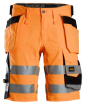 spodnie robocze krótkie odblaskowe Stretch z workami kieszeniowymi 6135 Snickers Workwear pomarańczowo-czarne