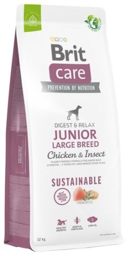 Karma dla młodych psów dużych ras Brit Care Sustainable Junior Large Breed Chicken & Insect 12kg