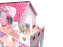 Domek dla lalek drewniany MDF + mebelki 70cm różowy LED - akcesoria dla lalek