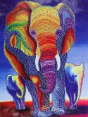 Mandala Diamentowa Mozaika 7D Słoń Kolorowy 1006613