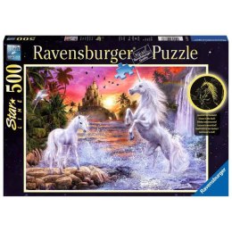 Ravensburger Puzzle 2D Świecące w ciemności: Jednorożce nad rzeką 500 elementów 14873