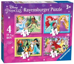 Ravensburger Puzzle dla dzieci 2D 4in1: Księżniczki Disney 12/16/20/24 elementy 7397