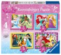 Ravensburger Puzzle dla dzieci 2D 4in1: Księżniczki Disney 12/16/20/24 elementy 7397