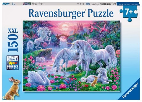 Ravensburger Puzzle dla dzieci 2D: Jednorożce o zachodzie słońca 150 elementów 10021