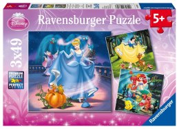 Ravensburger Puzzle dla dzieci 2D: Królewna Śnieżka, Kopciuszek i Arielka 3x49 elementów 9339