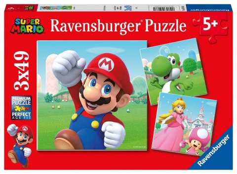Ravensburger Puzzle dla dzieci 2D: Super Mario. 3x49 elementów 5186