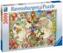 Ravensburger Puzzle 2D 3000 elementów: Flora i Fauna. Mapa Świata 17117