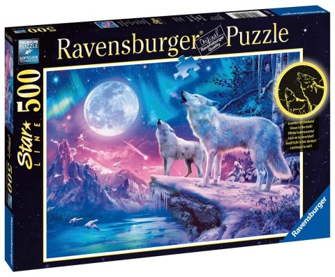 Ravensburger Puzzle 2D Świecące w ciemności: Wilk w zorzy polarnej 500 elementów 14952