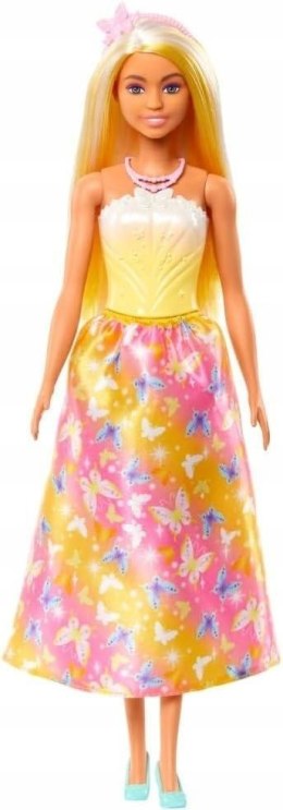Barbie Księżniczka żółto - różowy strój HRR09