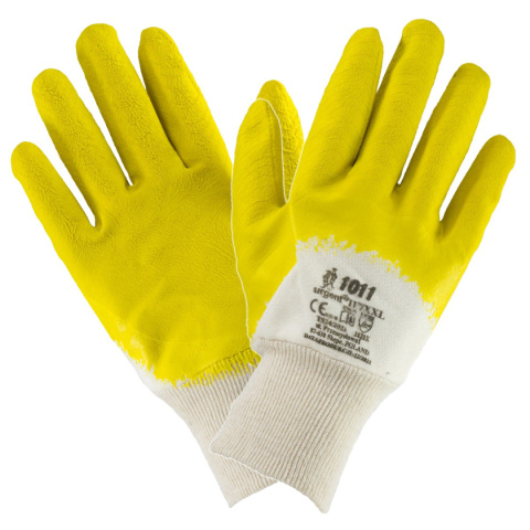 Urgent 1011 rękawice robocze powlekane żółtym lateksem