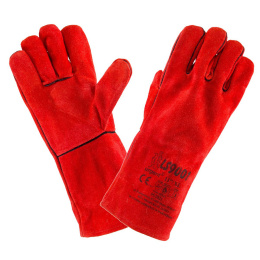 Urgent LS 9001 skórzane rękawice robocze czerwone spawalniczego typu
