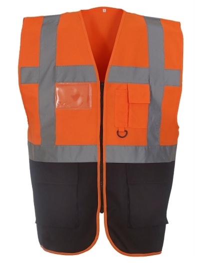 KAMIZELKA ROBOCZA OSTRZEGAWCZA FLUO HVW801 FALK&ROSS pomarańczowo-szara