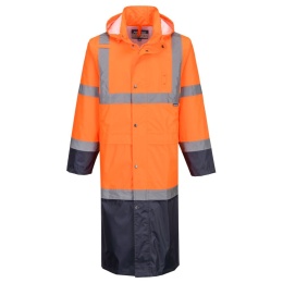 płaszcz roboczy przeciwdeszczowy ostrzegawczy Hi-Vis Contrast 122cm H446 Portwest pomarańczowo-granatowy