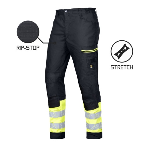 SPODNIE ROBOCZE DO PASA MEGAWORK RIP-STOP STRETCH BLACK