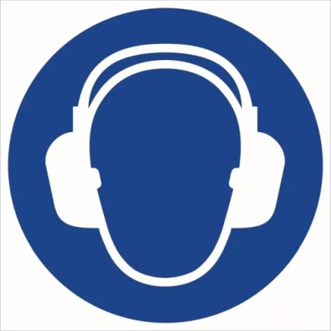 Znak GJ003 - "Nakaz stosowania ochrony słuchu"