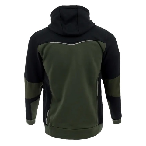 BLUZA ROBOCZA DRESOWA ROZPINANA COMFORT PLUS SARA WORKWEAR oliwkowo-czarny tył