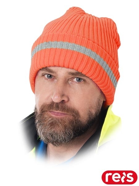 Reis CZREFLECT-S ocieplana czapka odblaskowa pomarańczowo-srebrna