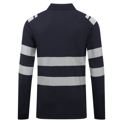 Portwest FR733 koszulka robocza polo trudnopalna z długim rękawem PW3 Modaflame Knit granatowa
