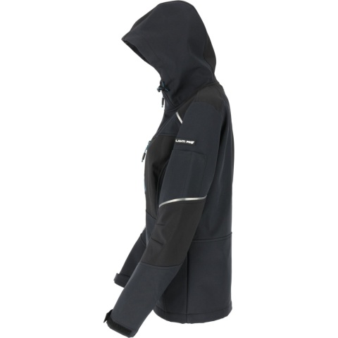 kurtka damska typu softshell z kapturem i elementami odblaskowymi